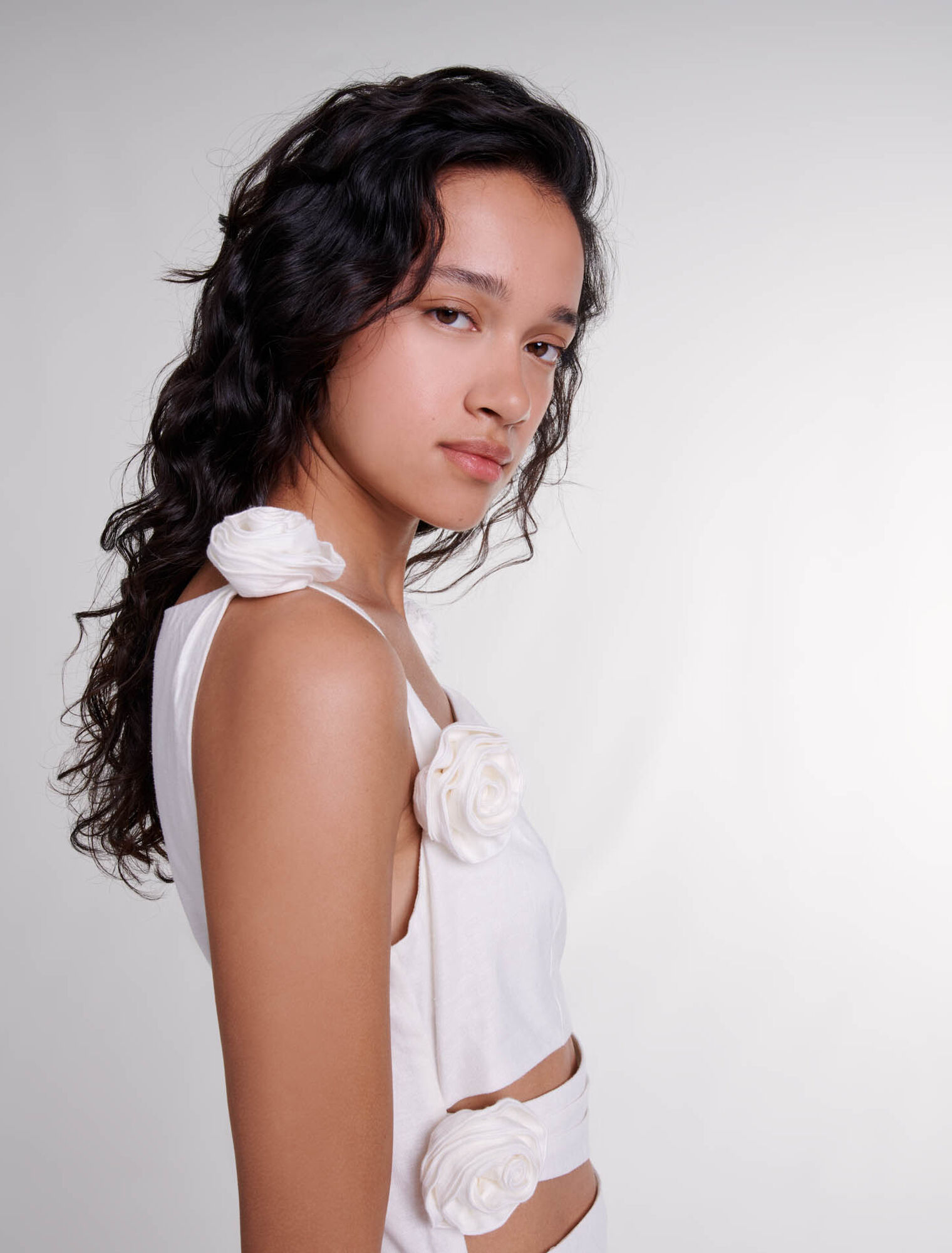 Robe longue en lin ajourée