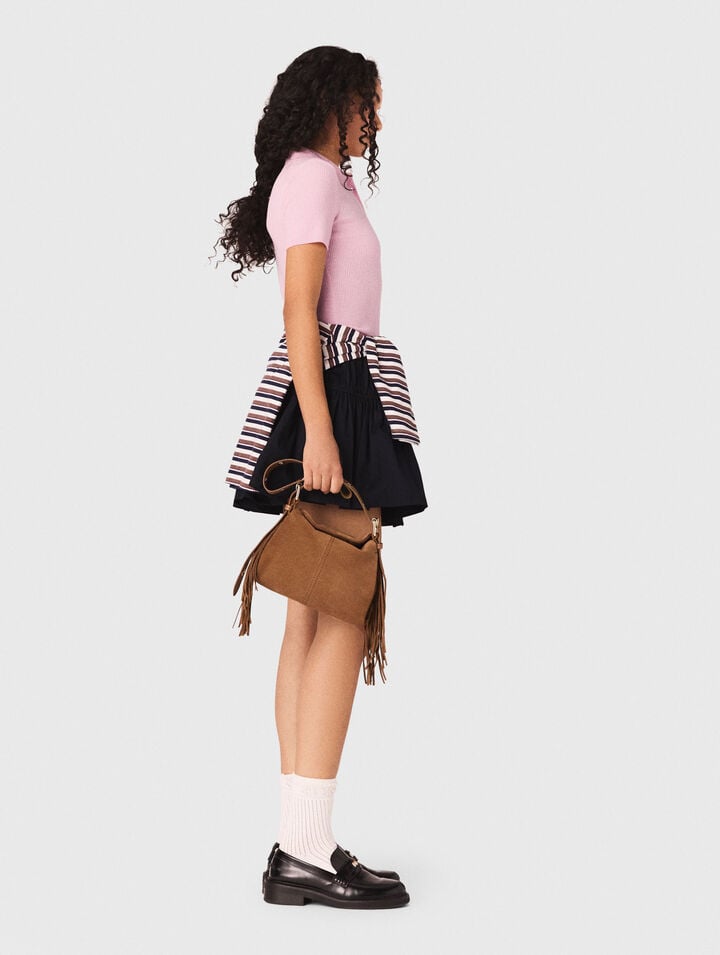 Polo collar ribbed jumper