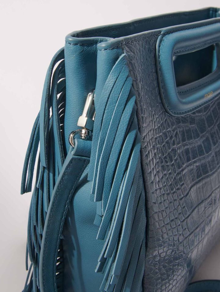 Sac M en cuir effet croco placé