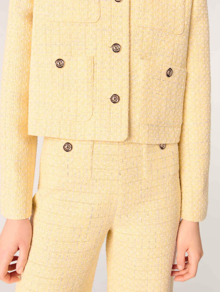 Straight-leg tweed/lurex trousers