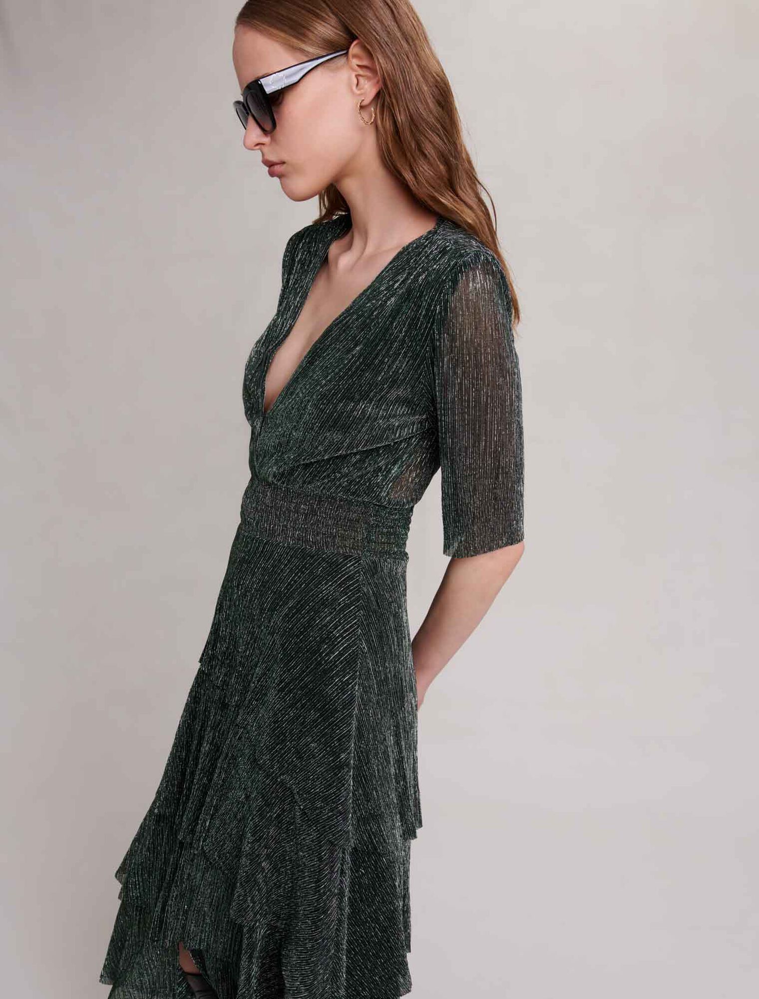 Robe en matière lurex stretch à volants