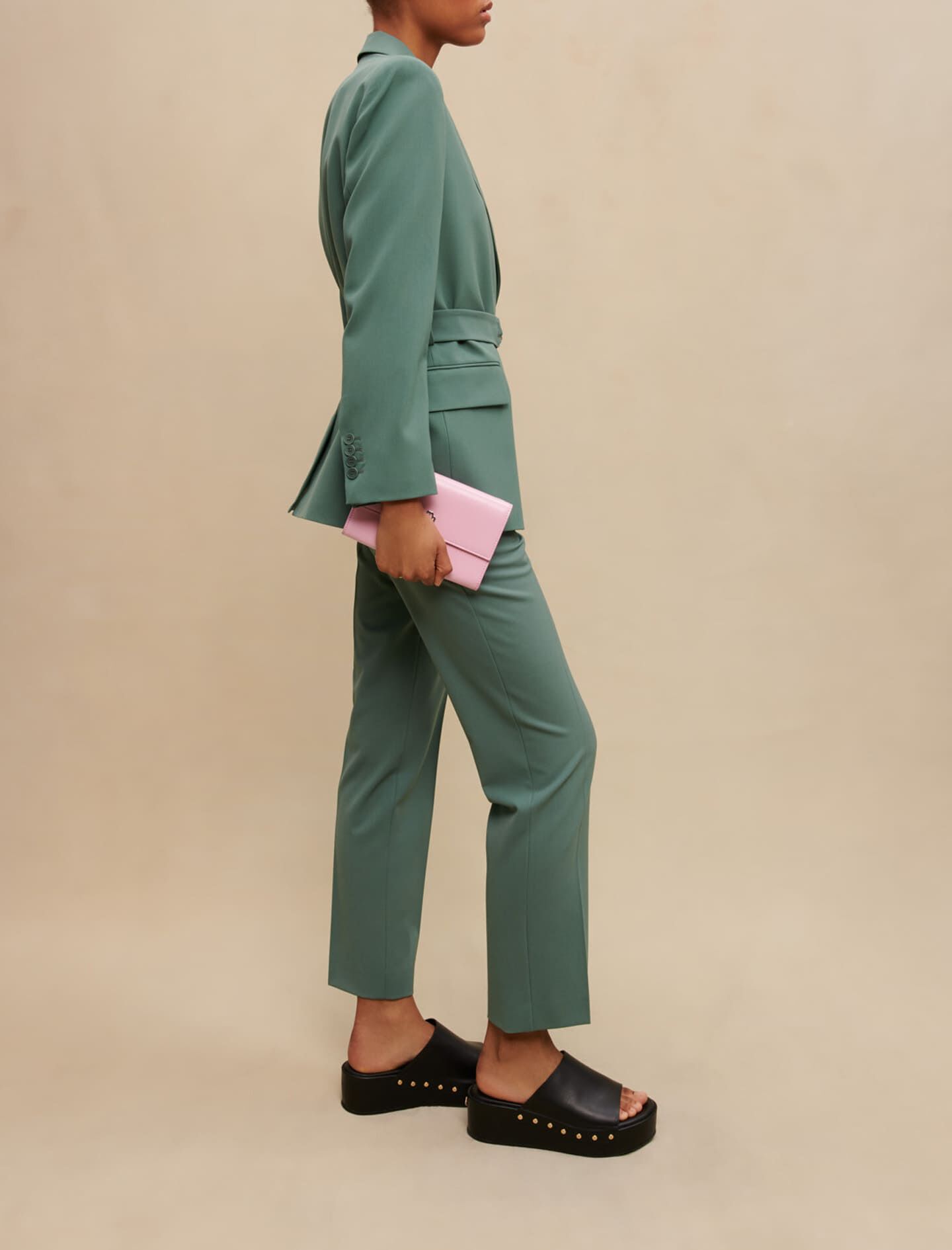 Tailored jacket with chain belt Green For Women | Maje