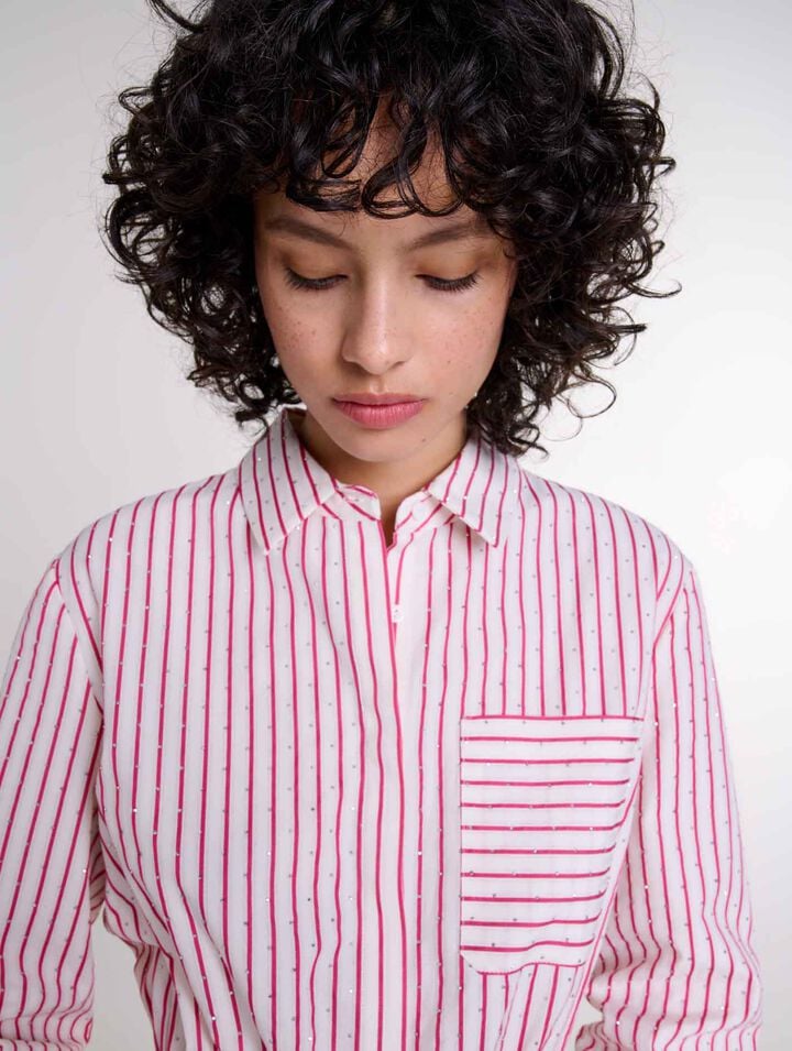 Robe courte à rayures et strass