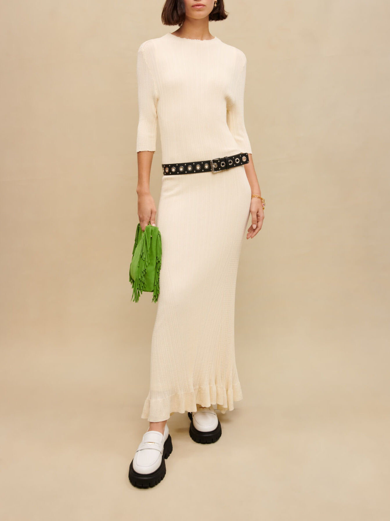 Long knit dress White For Women Maje
