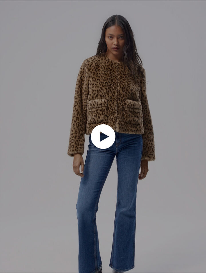 Cropped faux fur jacket