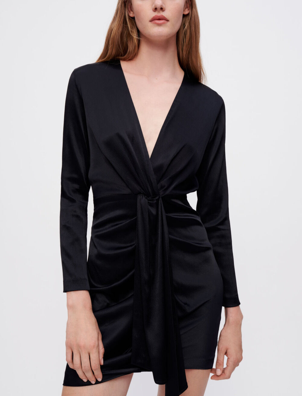 Satin tie front dress