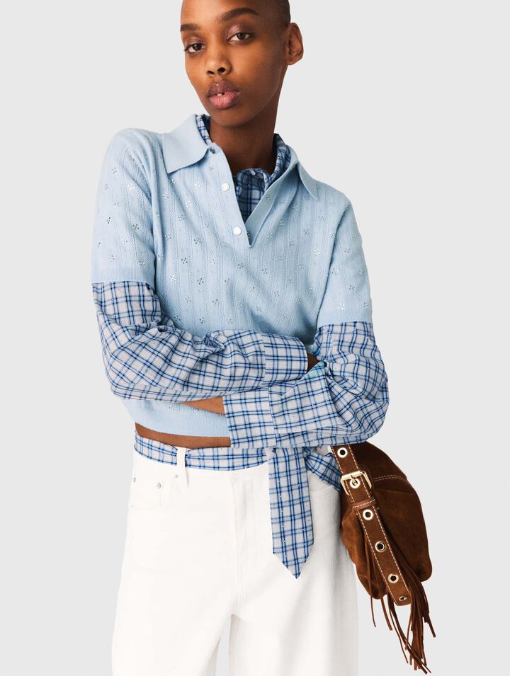 Cropped sweater with rhinestones