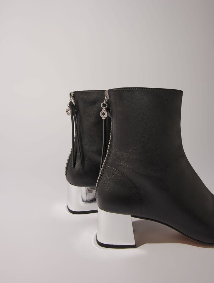 Bottines en cuir à bout carré