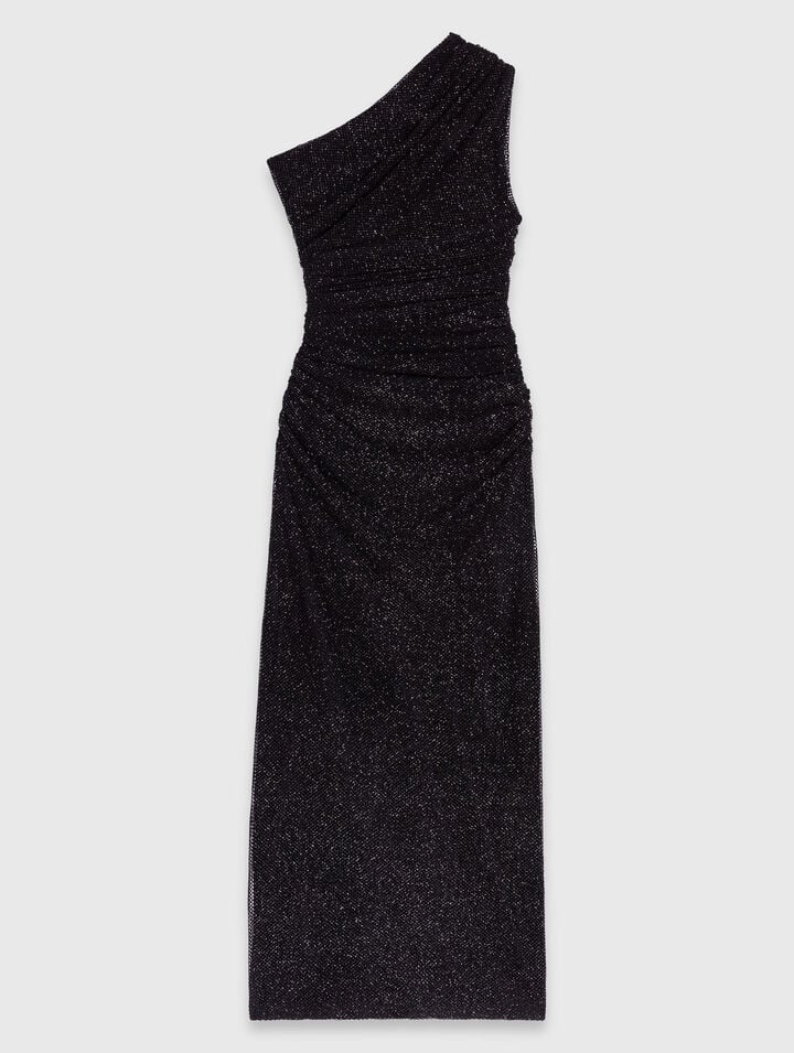 Robe asymétrique en maille strassée