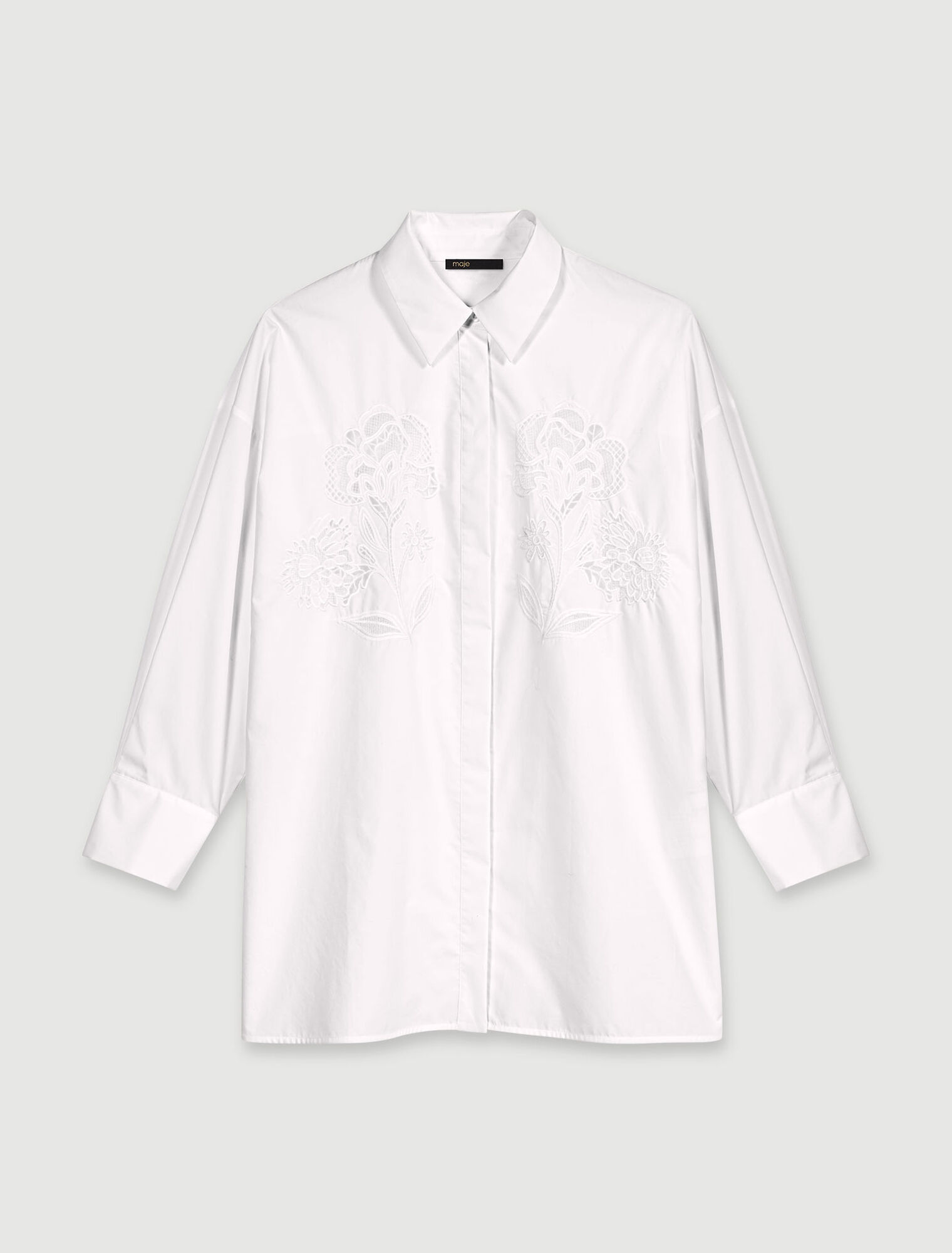 Crochet poplin shirt