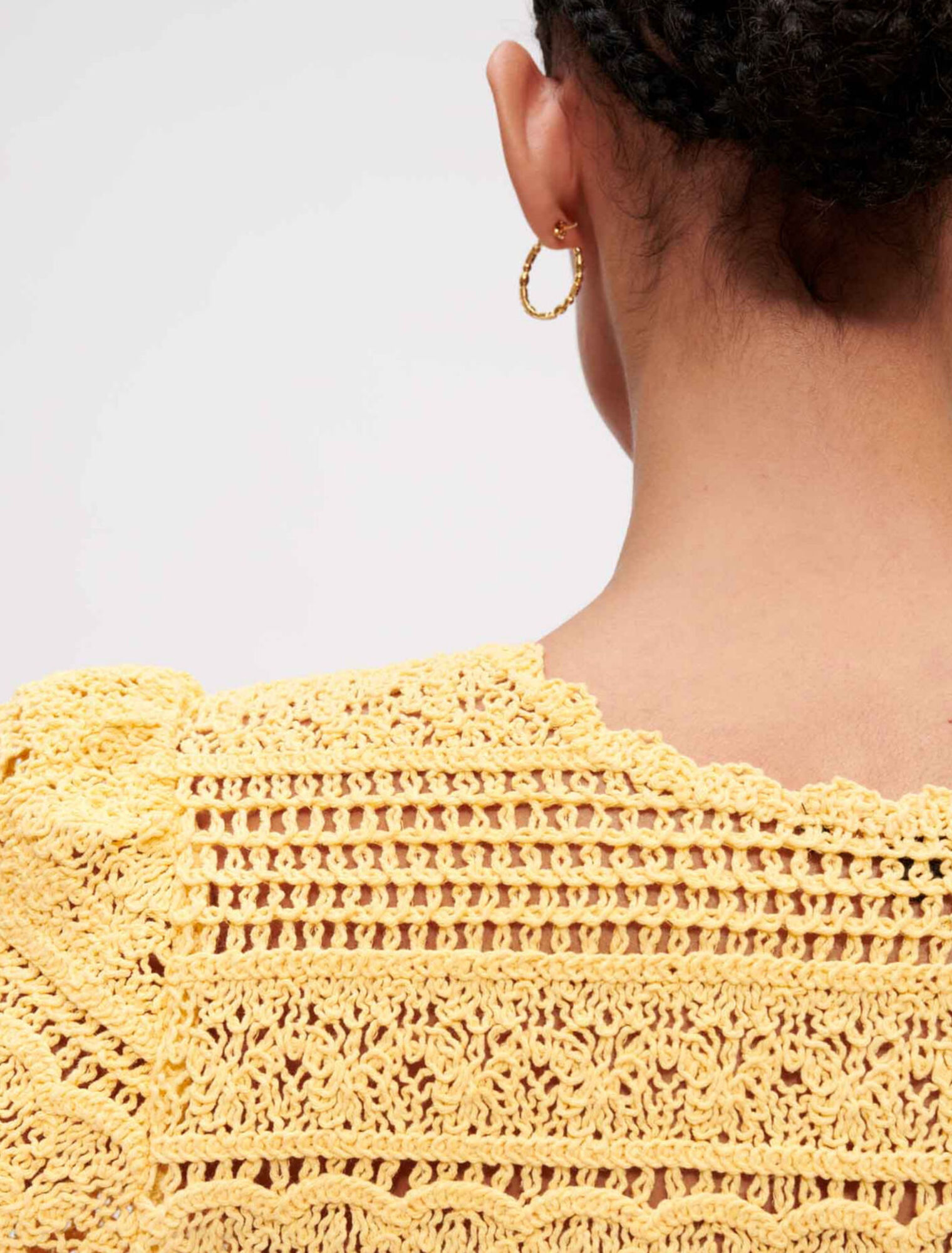 Crochet knit top with fringing