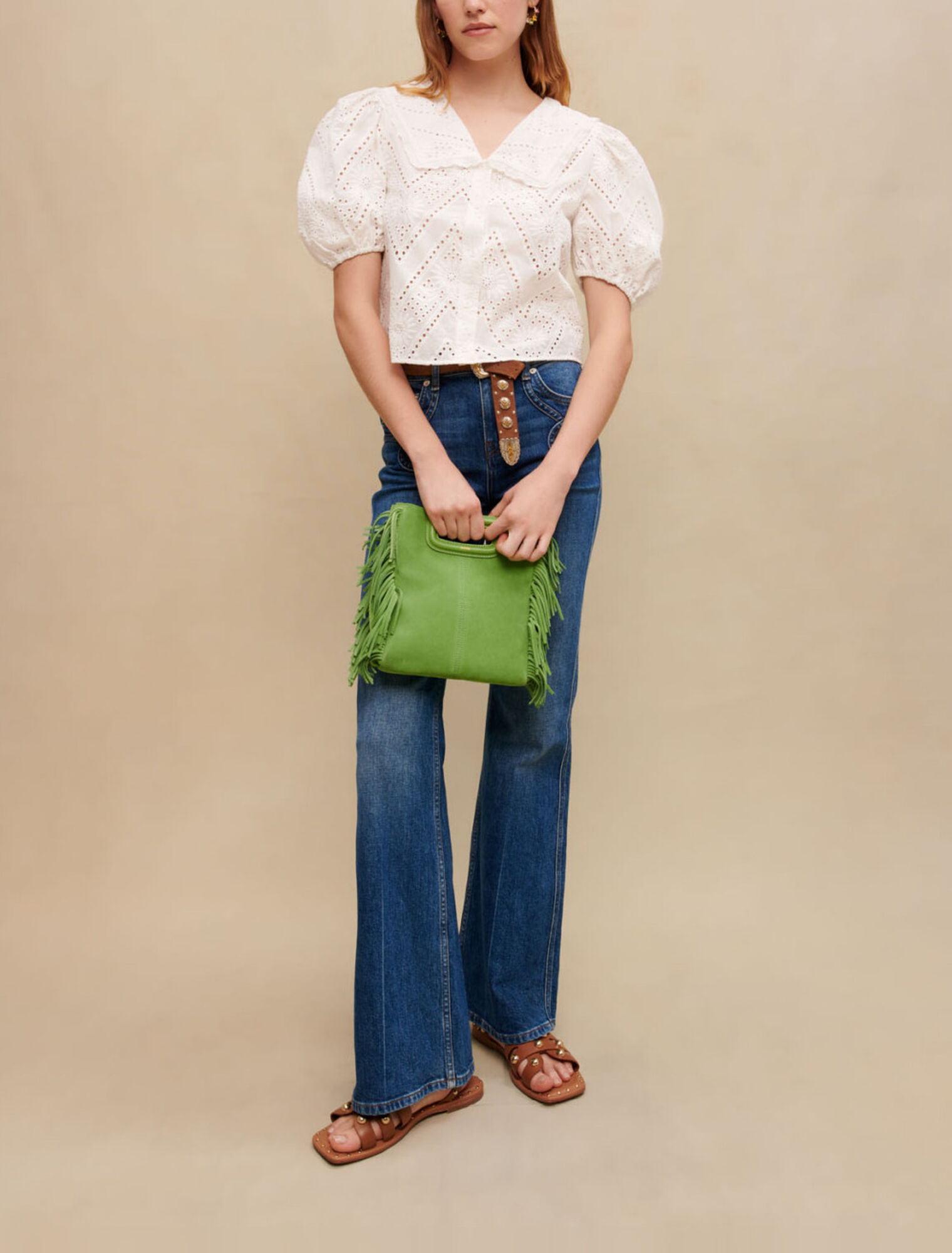 Embroidered cropped shirt