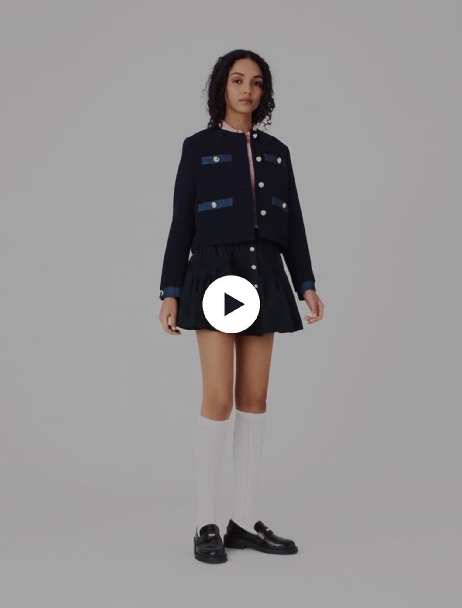 Veste en tweed et galons denim