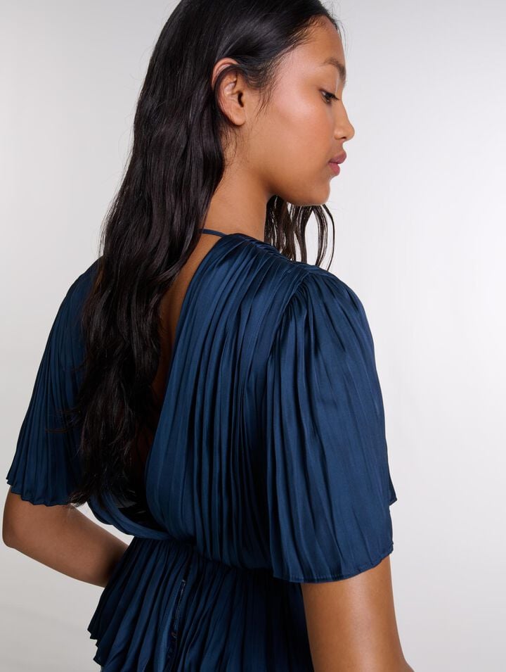 Top plissé manches courtes