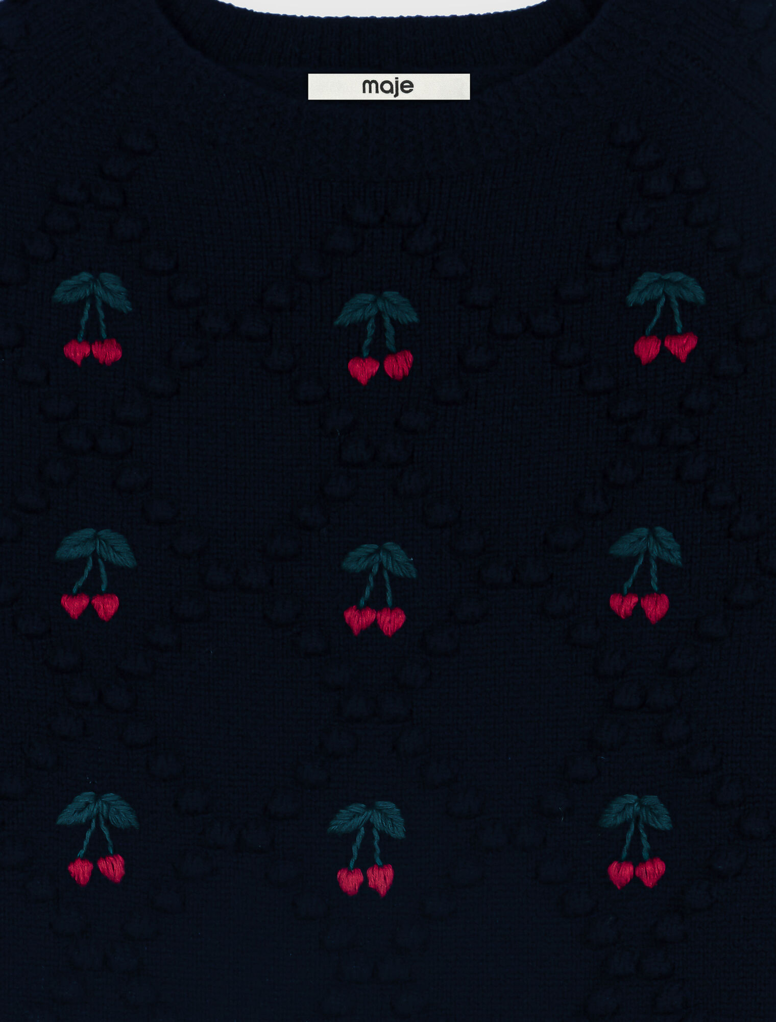 Sweater with embroidered cherries