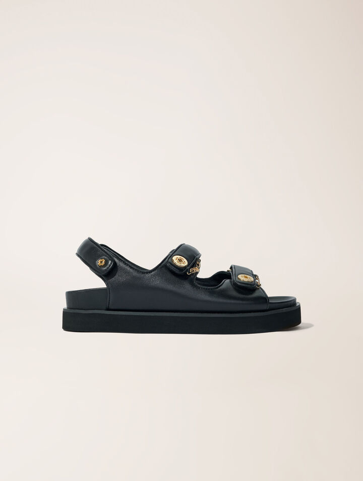 Sandales plates en cuir