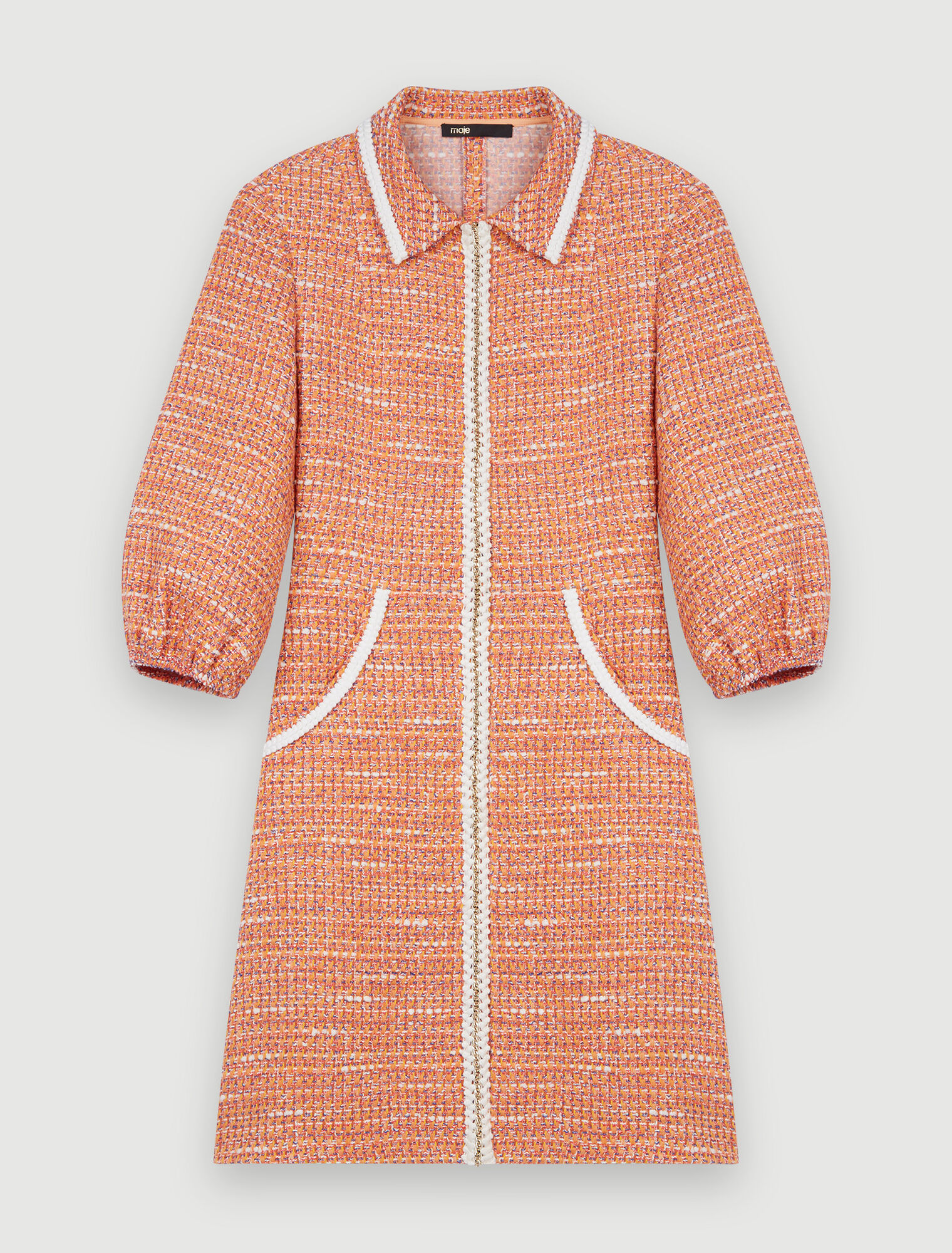 Tweed dress with braided braids