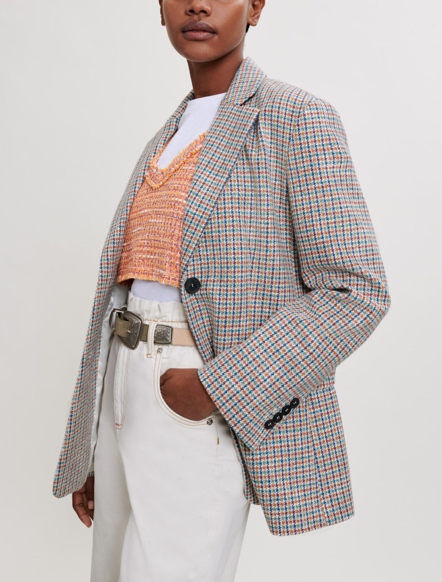 Houndstooth pattern suit jacket