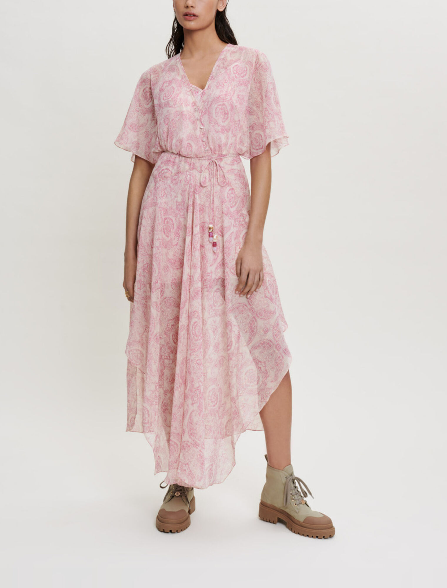 Paisley-print floaty scarf dress