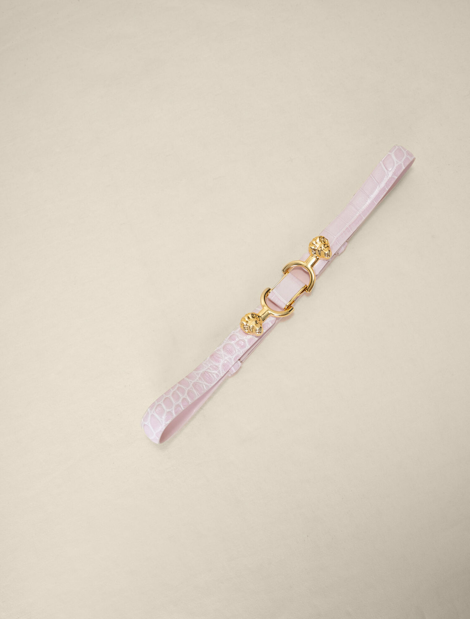 Ceinture fine en cuir à mors lion