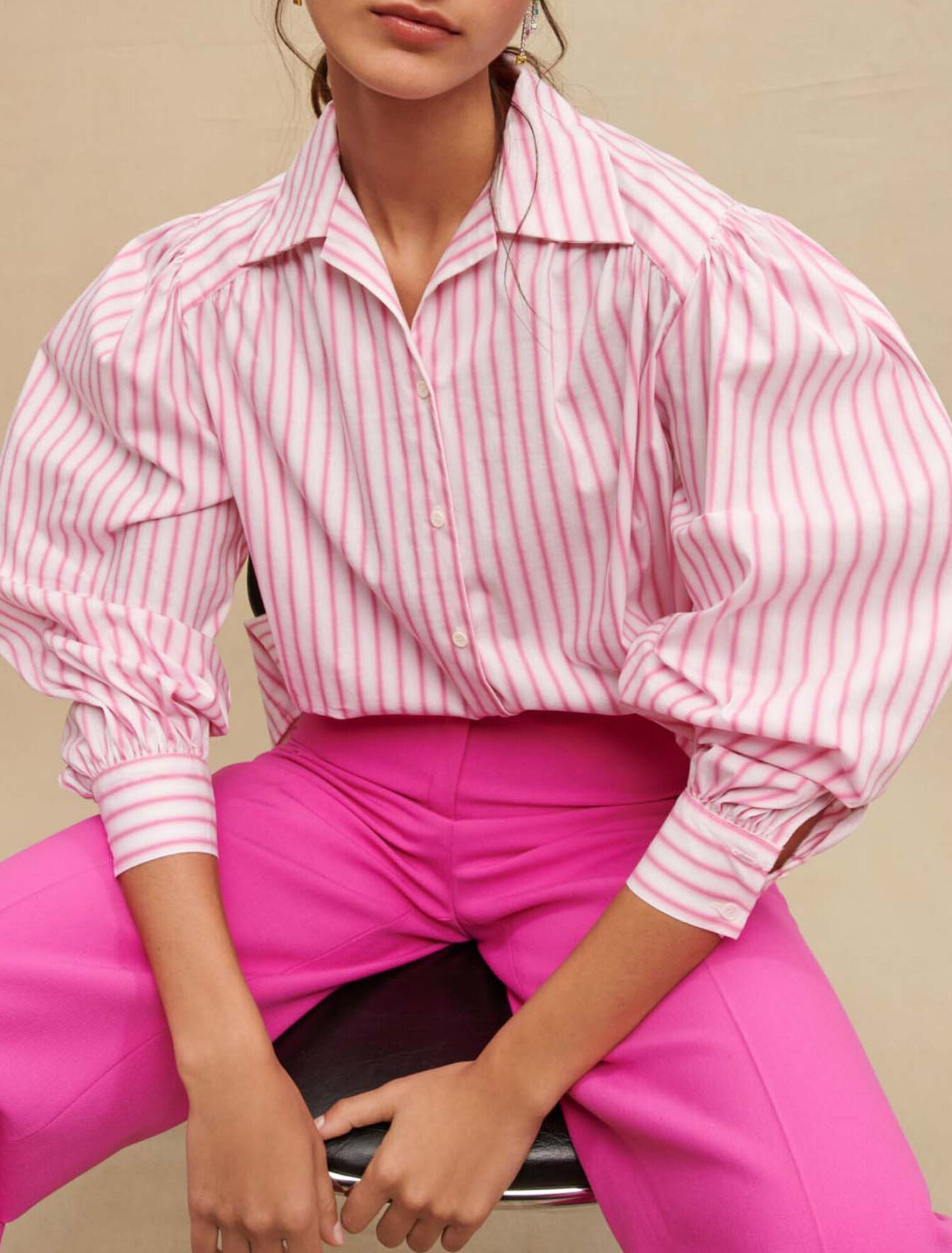 Chemise rayée manches volumineuses