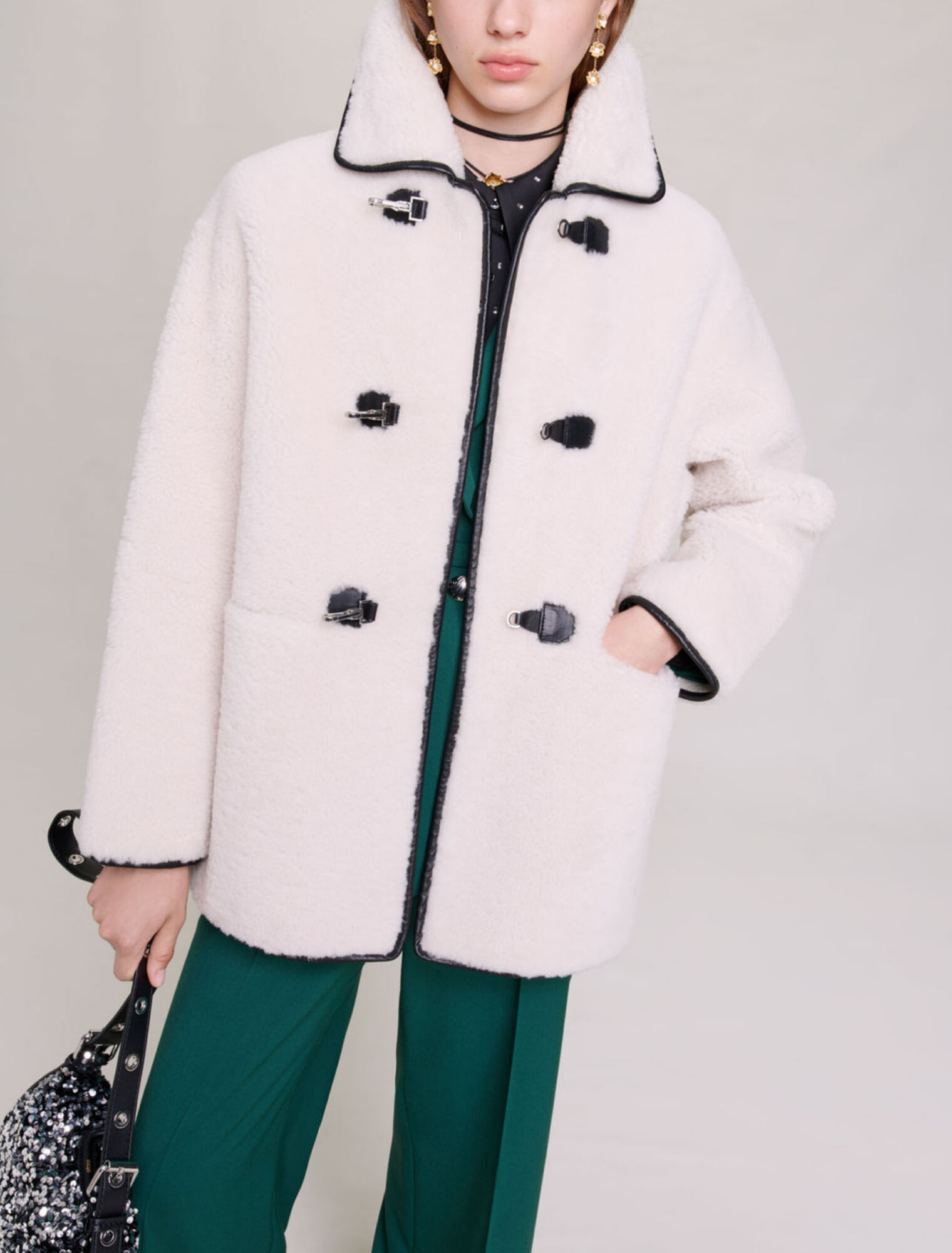 Manteau mi-long shearling