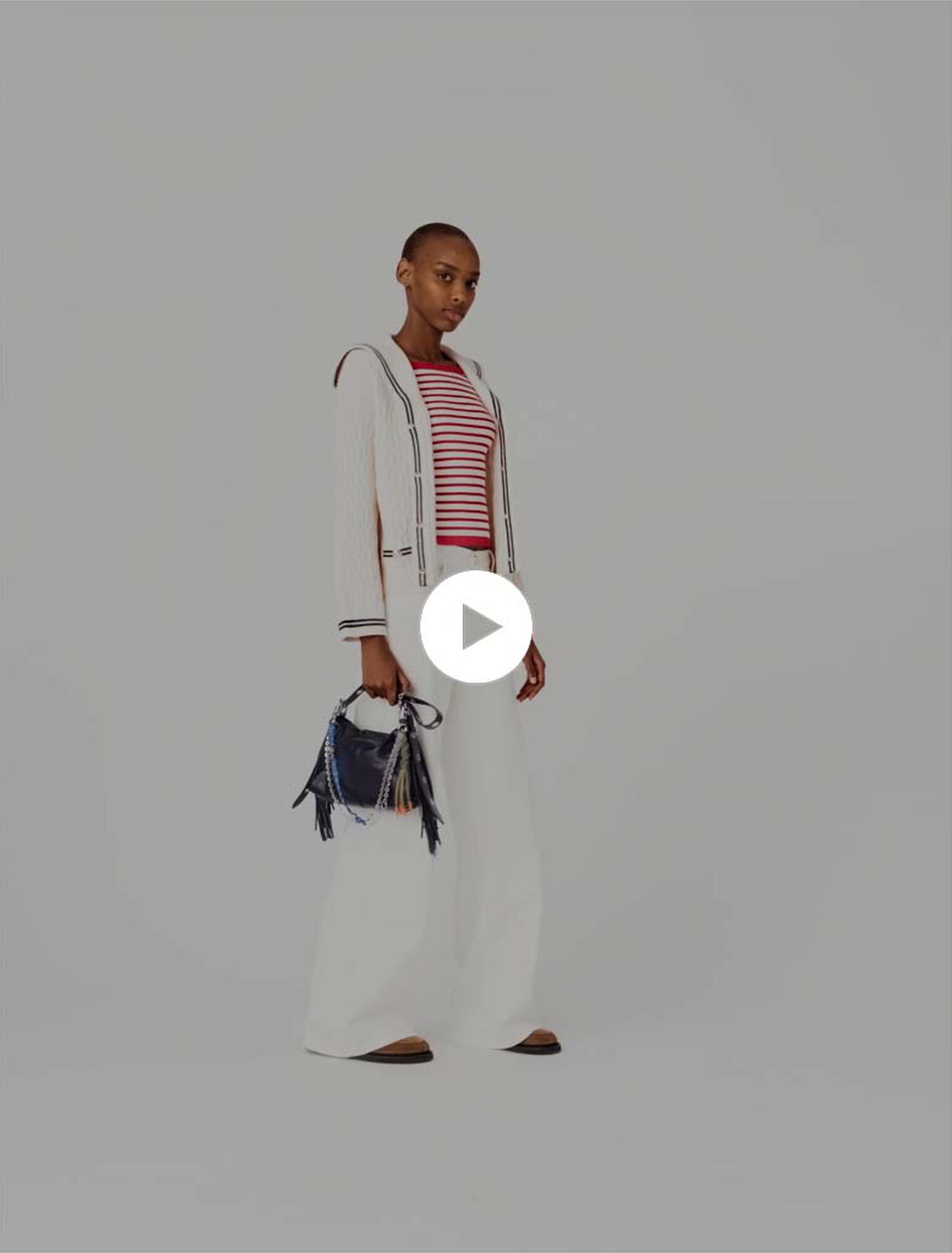 Boat neck cable-knit cardigan