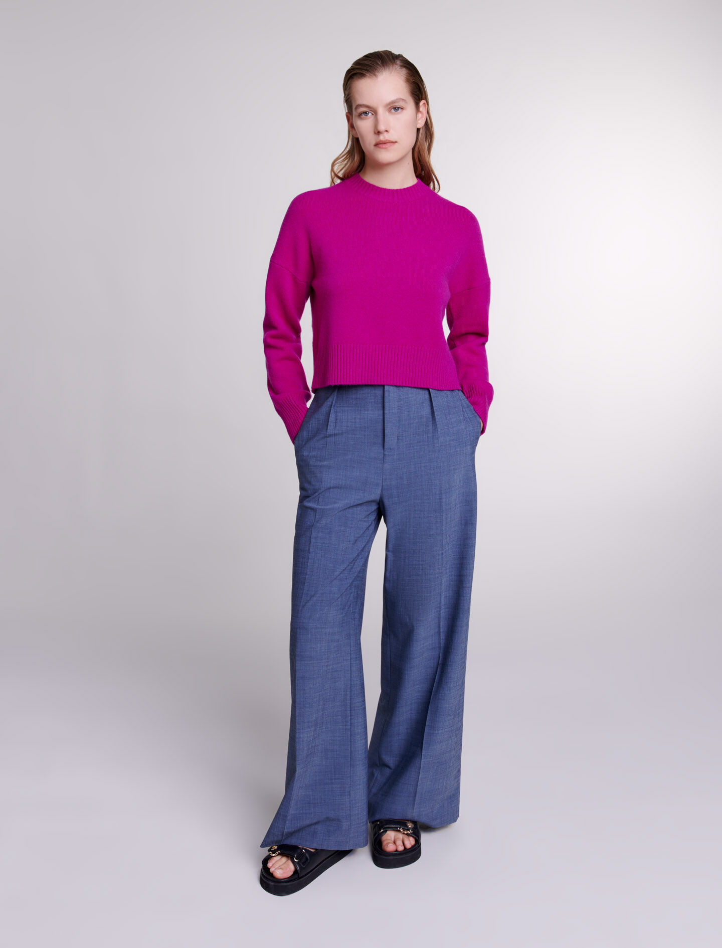 Pull en cachemire rose pour femme Maje