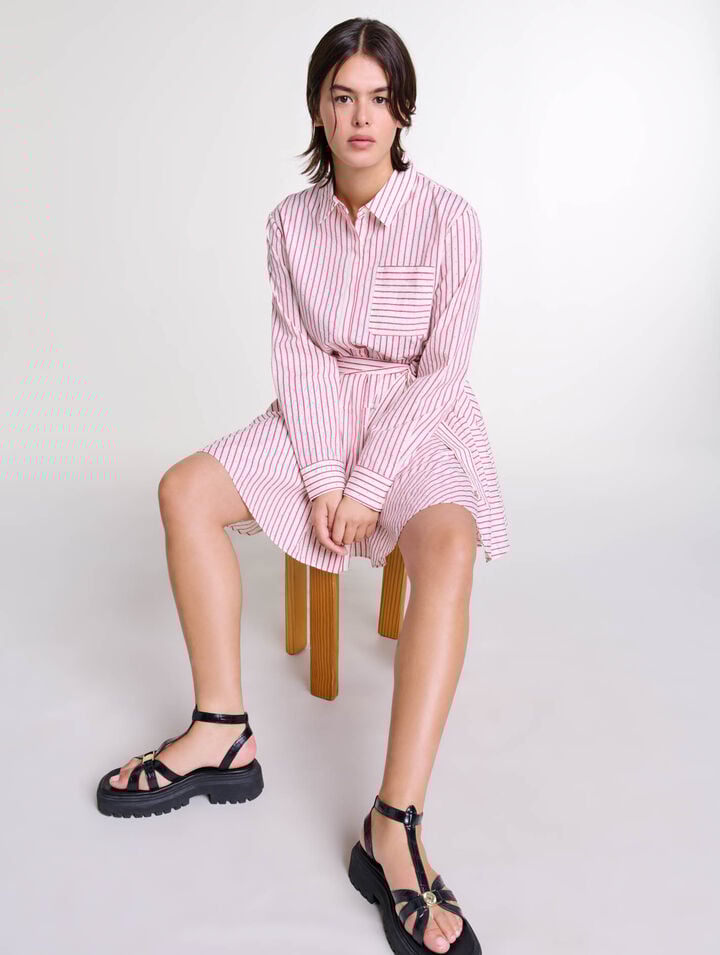 Robe courte à rayures et strass