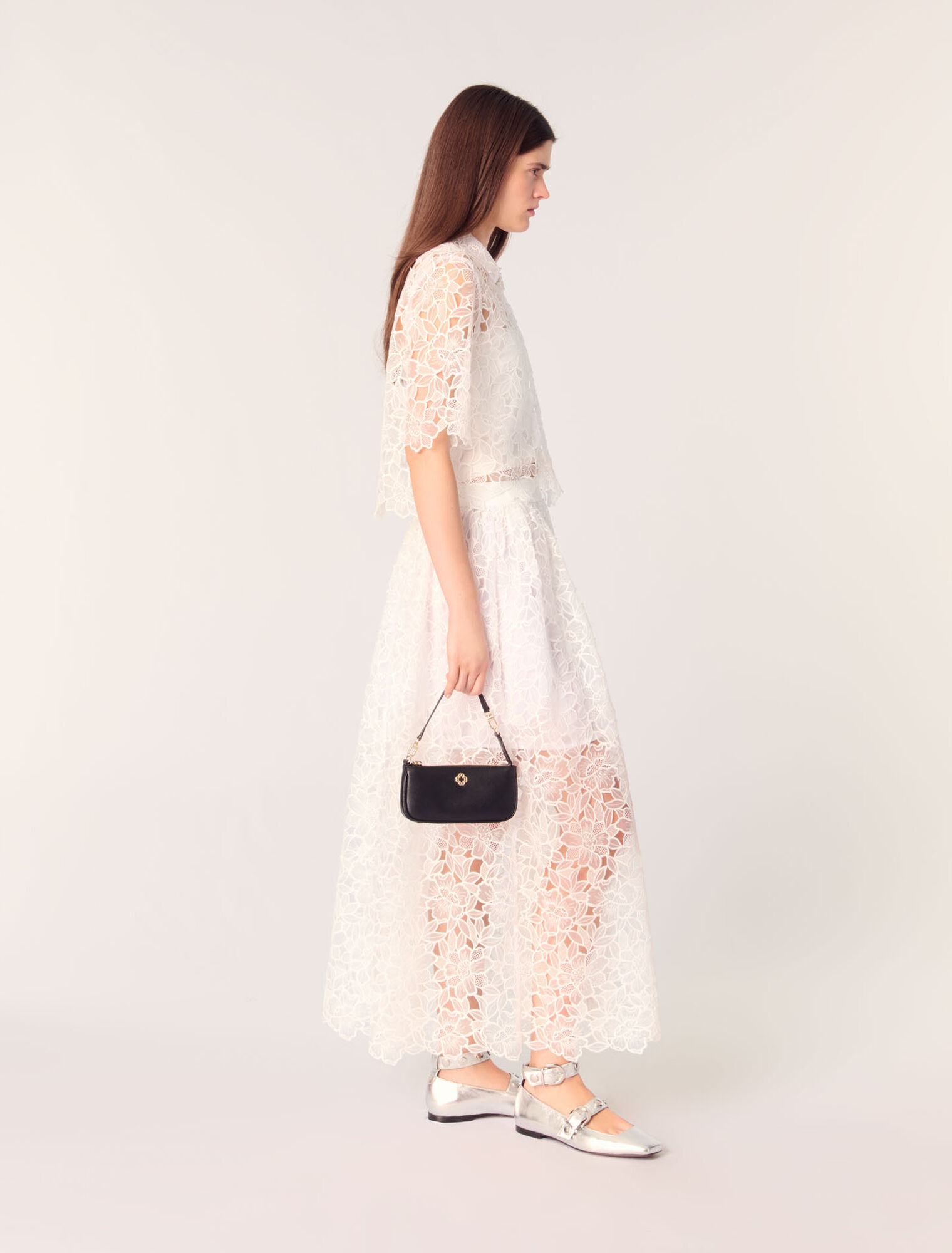 Floral lace maxi skirt