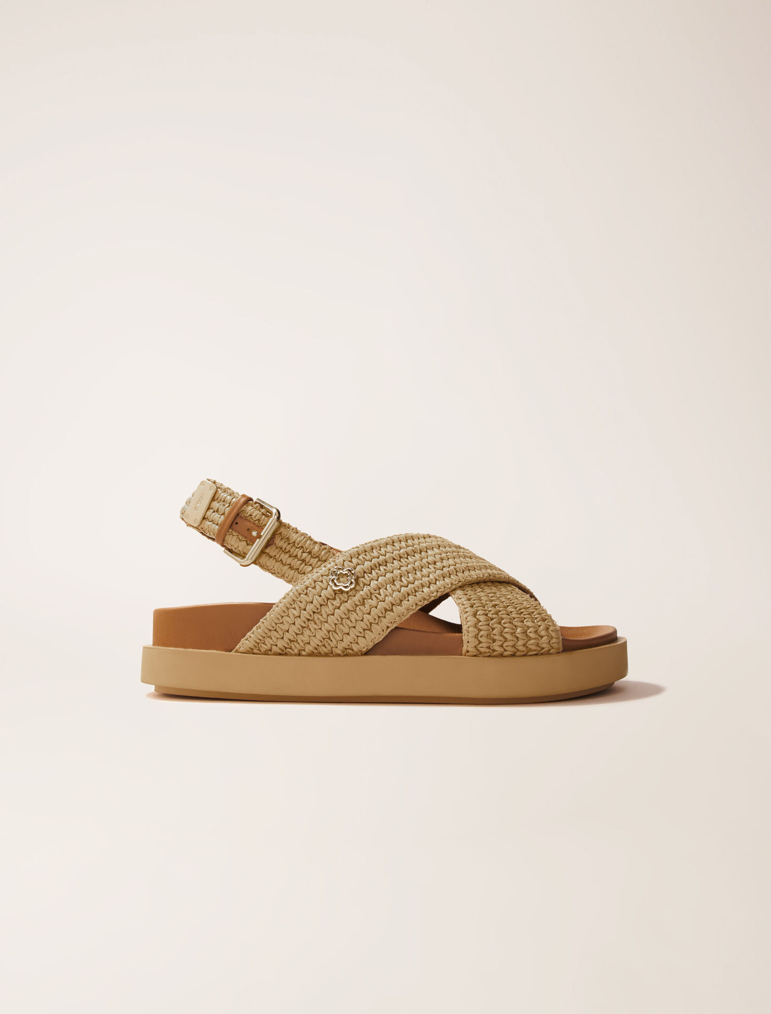 Sandales plates effet raphia
