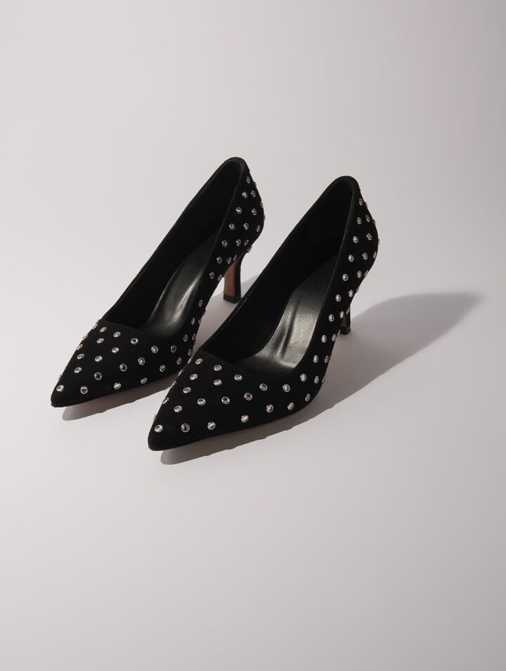 Rhinestone pumps with pointed toes