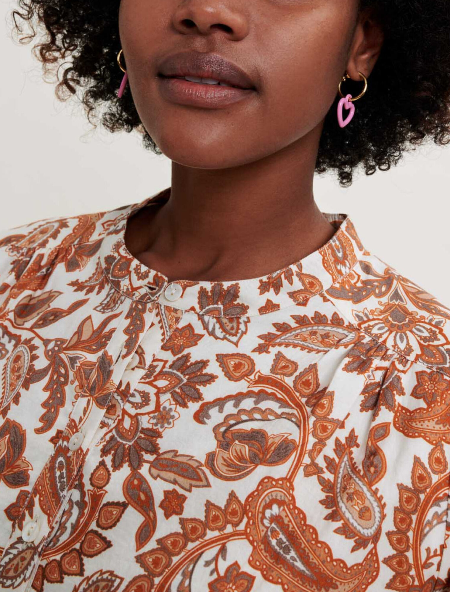 Robe ceinturée en coton imprimé