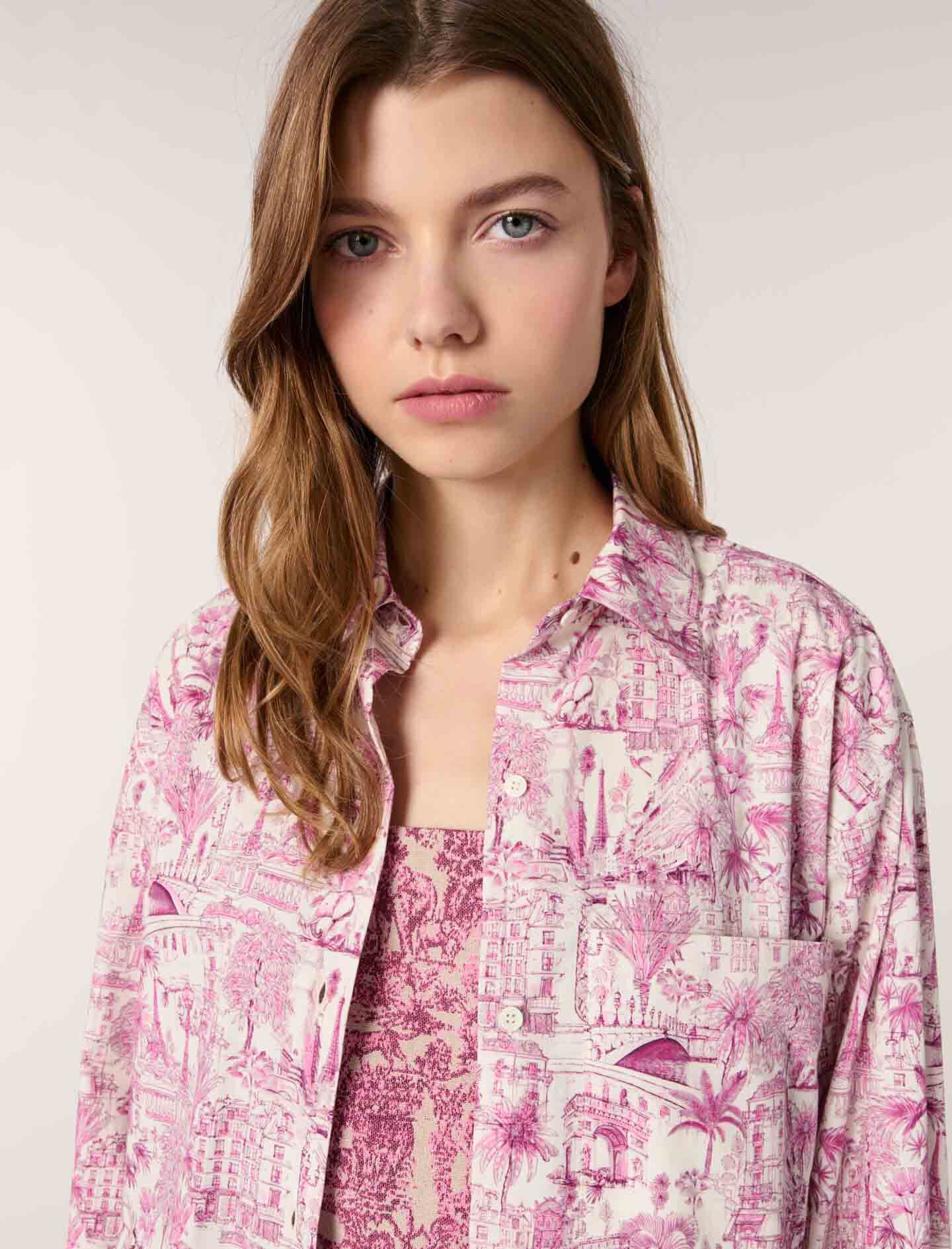 Oversize patterned shirt Pink For Women | Maje