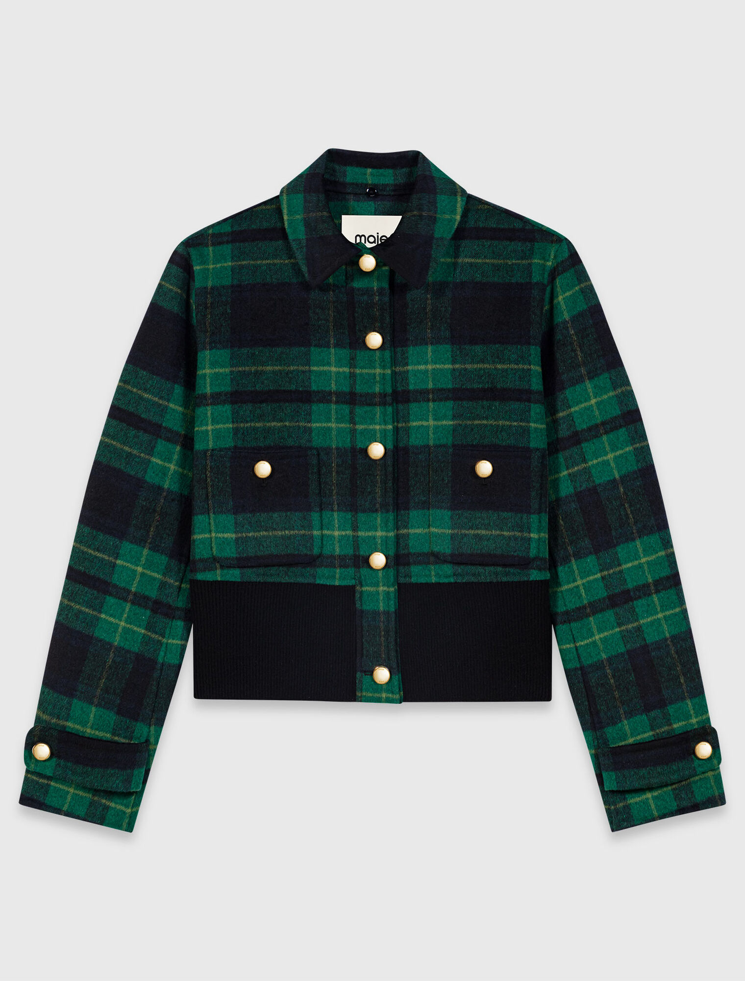Reversible cropped check jacket