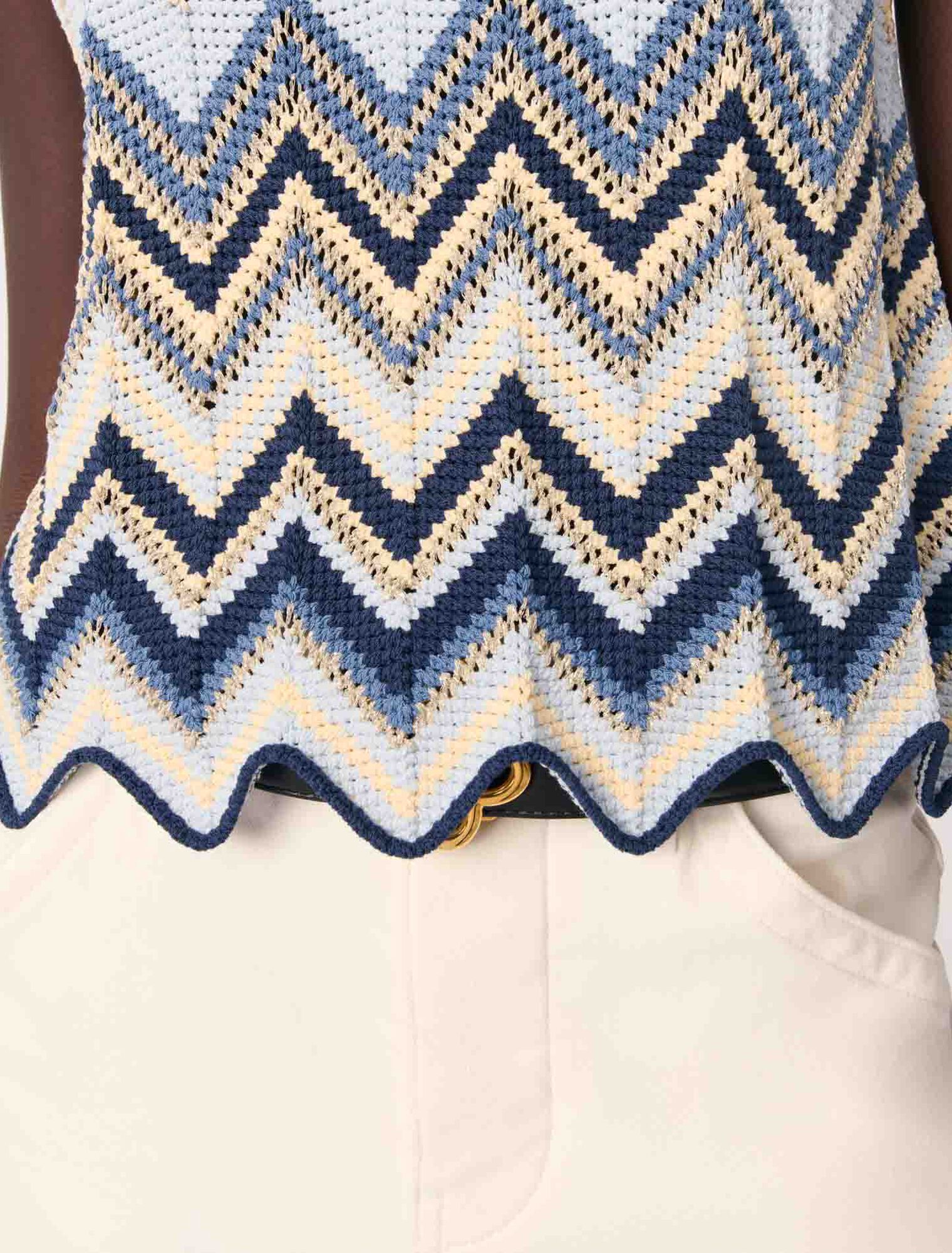 Crochet-knit top