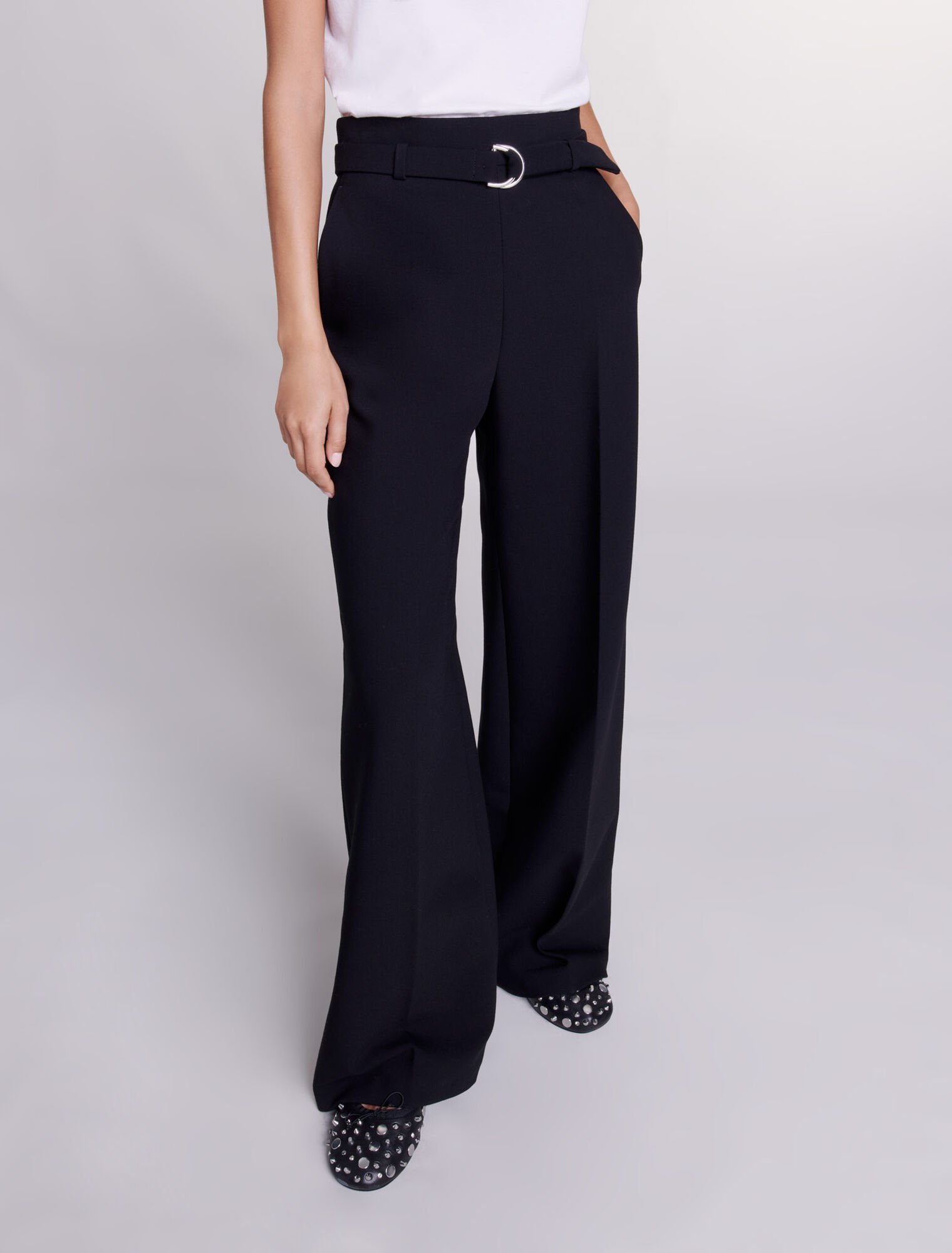 Wide leg pants with belt