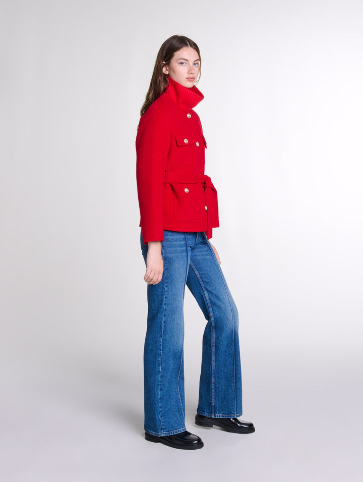 Belted double-faced jacket