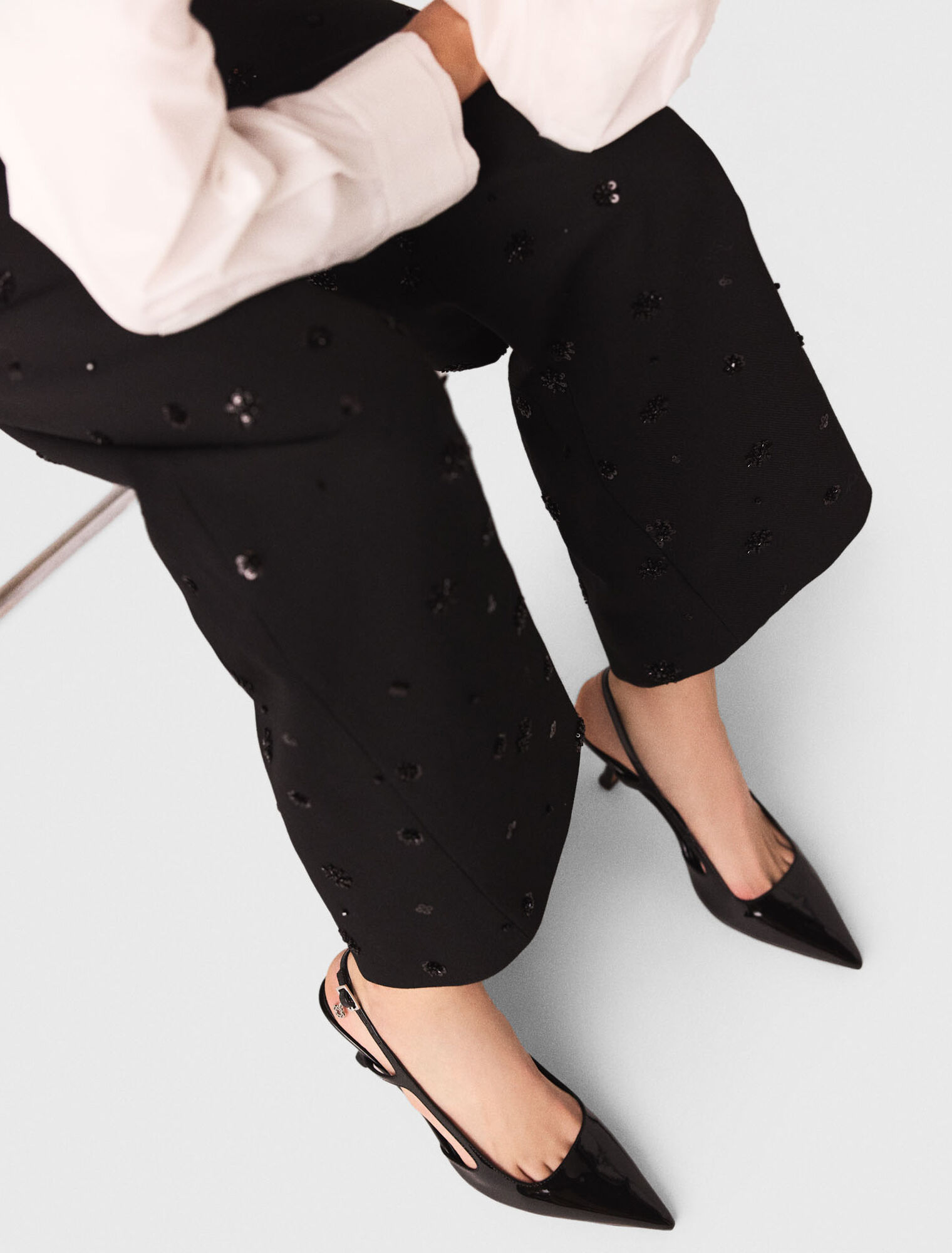 Embroidered trousers with braces