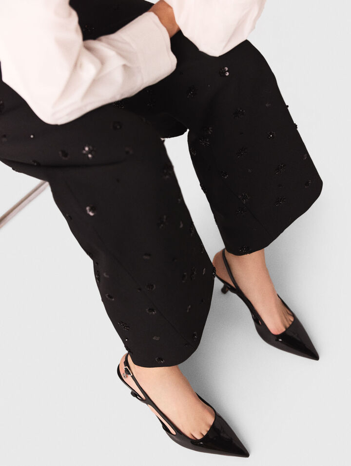 Embroidered trousers with braces