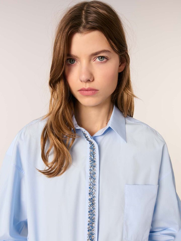 Chemise en popeline avec strass