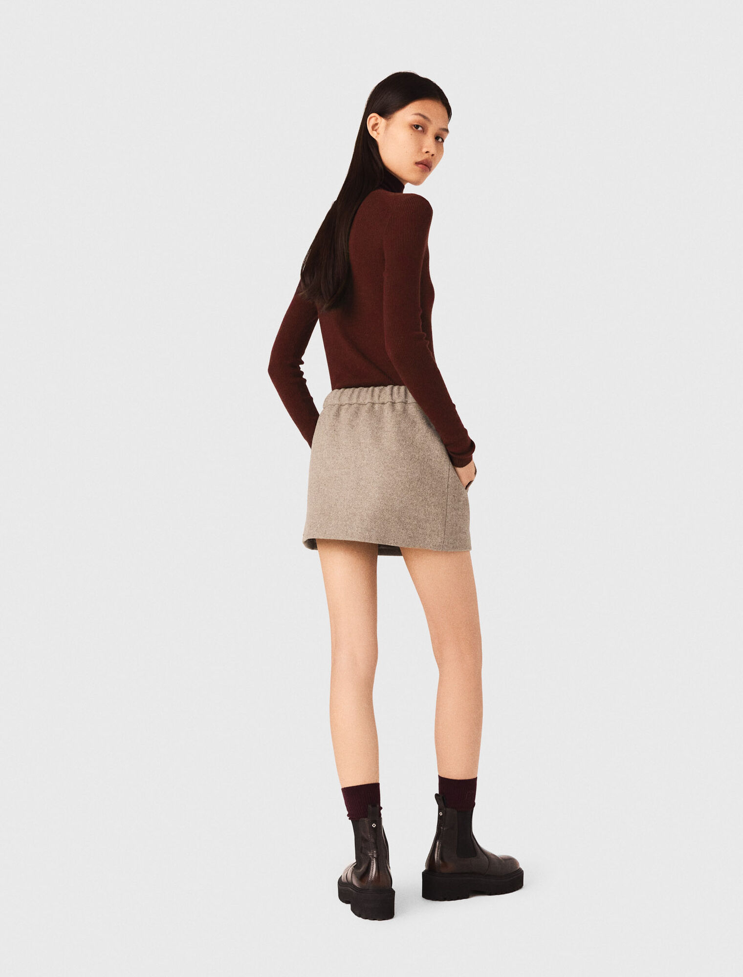 Open polo collar cardigan