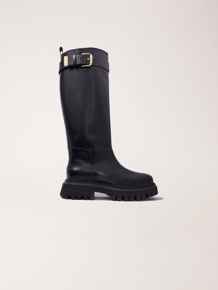 Bottes en cuir à boucle
