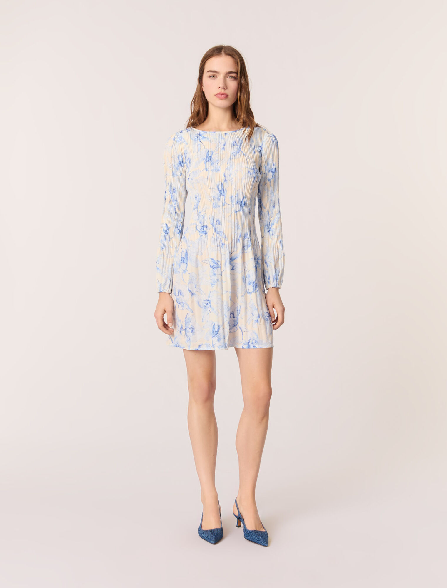 Patterned pleated dress
