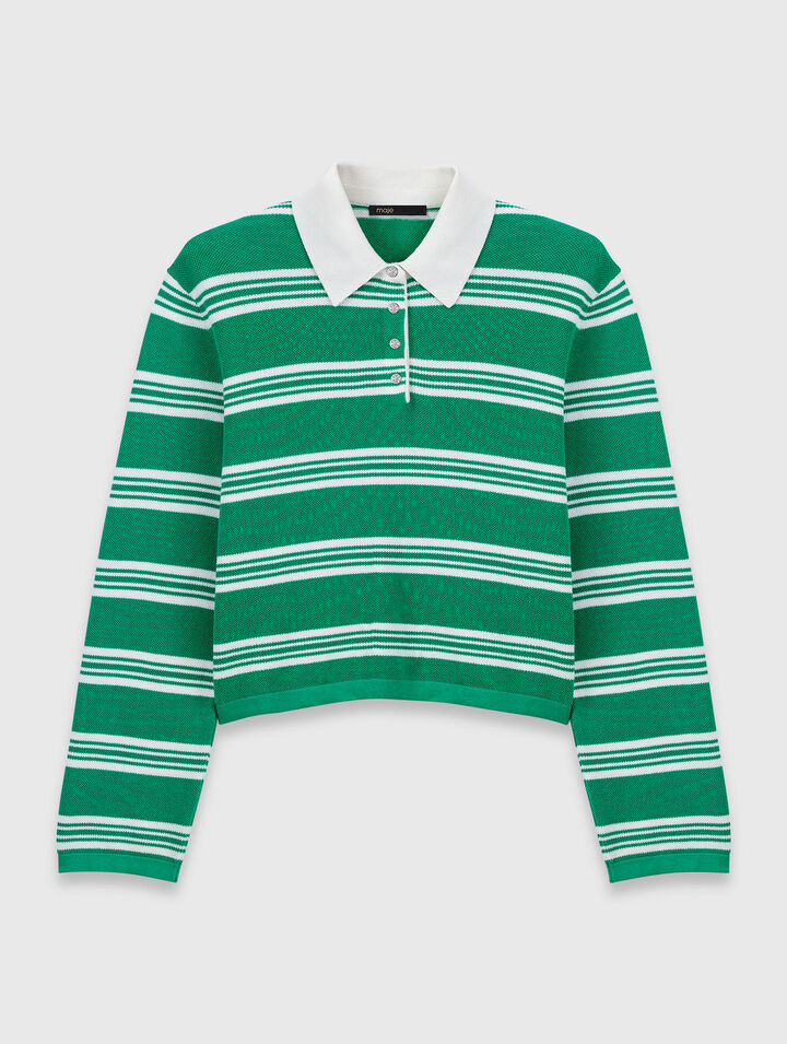 Cropped striped polo jumper