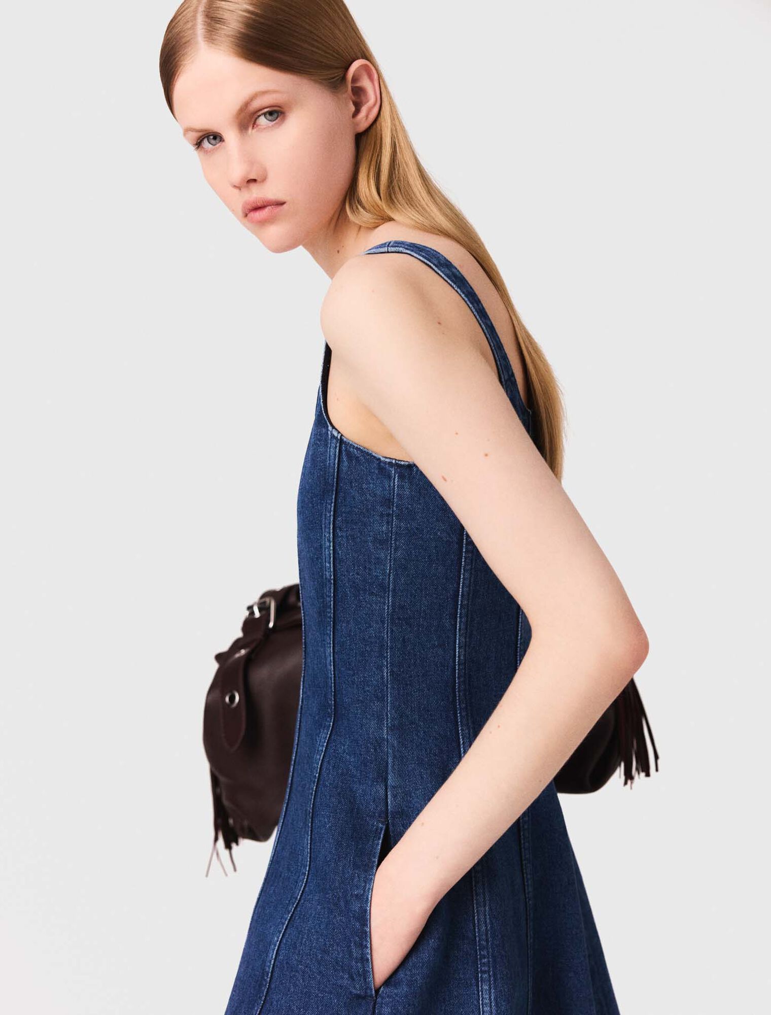 Maxi denim babydoll dress