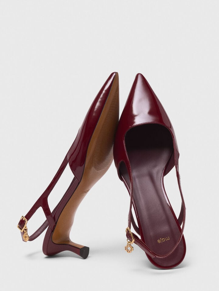 Escarpins slingback en cuir vernis