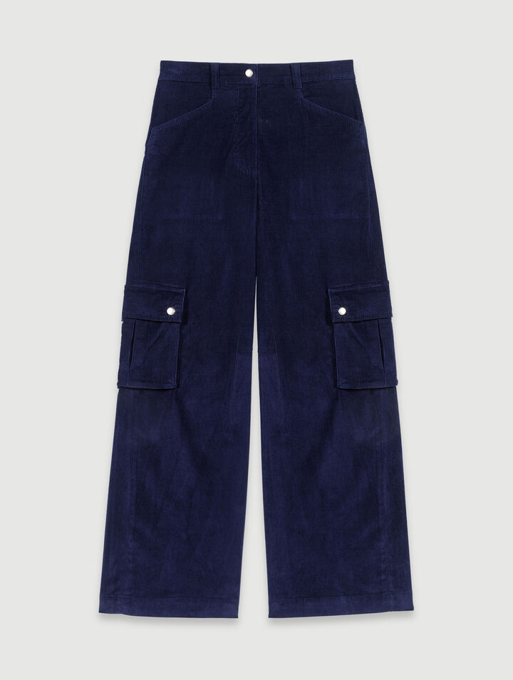 Velour cargo trousers