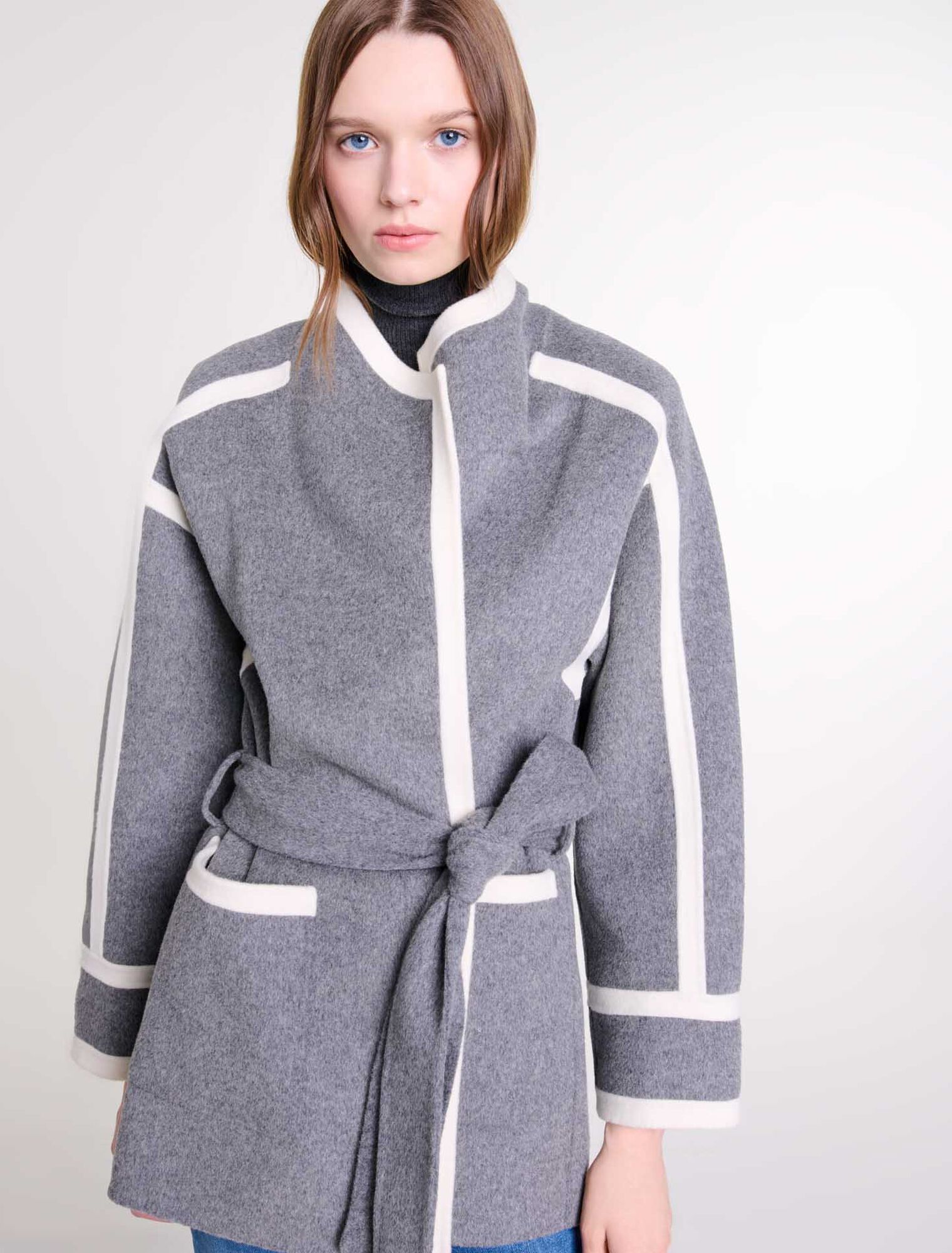 Manteau court bicolore