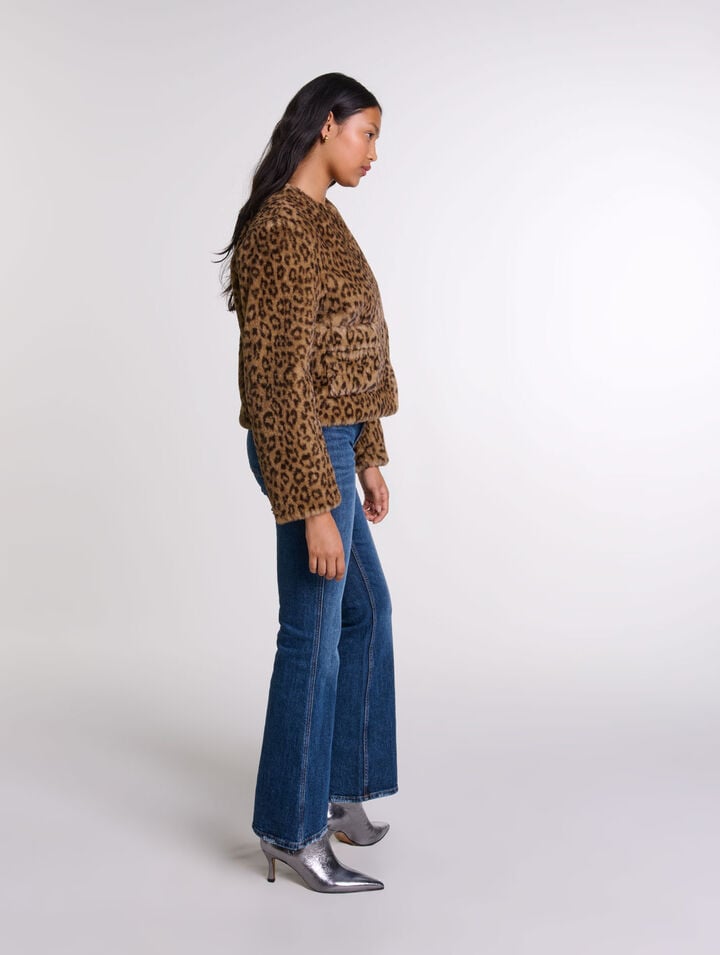 Veste courte en fausse fourrure